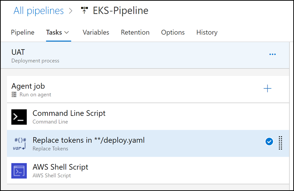 Using K8s through EKS, you can add environment specific steps in your pipeline to configure and deploy your container image to each environment.